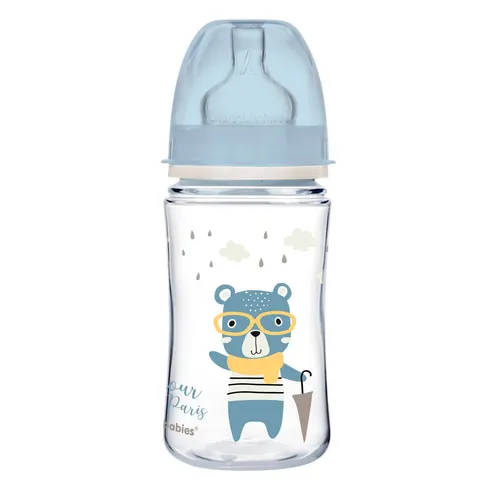 Canpol babies Fľaša so širokým hrdlom BONJOUR PARIS 240ml modrá