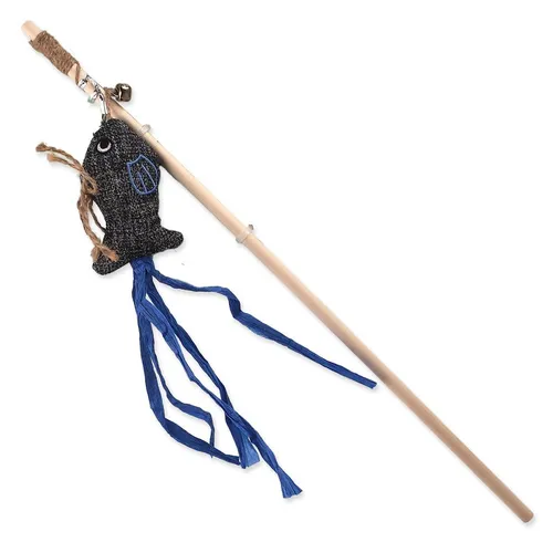 Hračka MC Natural Fun šidítko ryba s rolničkou a šantou kočičí šedá 40cm