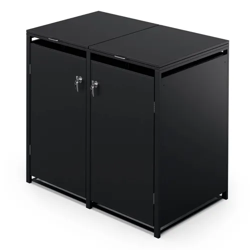 Blumfeldt BinSafe Mülltonnenbox 2 Tonnen 240 L wetterfest abschließbar galvanisierter Stahl