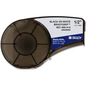 Brady M210 BradyGrip 12,7mm Sort pÃ¥ Hvit - 1850713