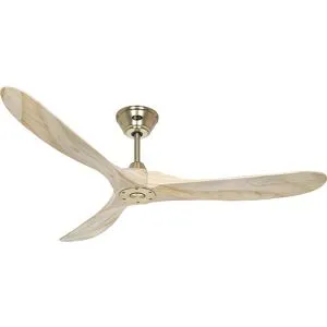 kaiserkraft Ventoinha de teto ECO GENUINO, Ø da pá do rotor 1520 mm, natural/latão