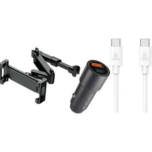 TABLETCOVERS.DK Kør-selv-ferie pakke 1 - inkl. Tabletholder / USB-C - USB-C Kabel / Biloplader