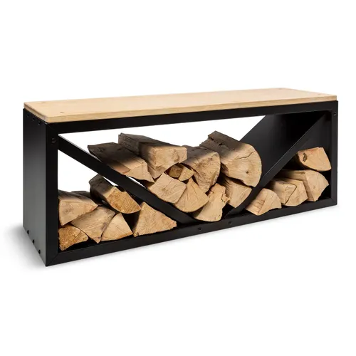 Blumfeldt Kindlewood L Black Holzspeicher Sitzbank 104x40x35cm Bambus Zink