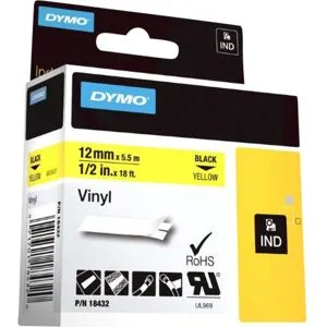 Dymo Rhino 12mm Vinyl sort pÃ¥ gul - 1861627