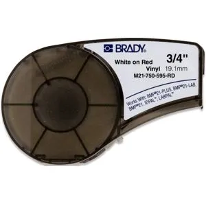Brady M210 Vinyl tape 19,05mm Hvit pÃ¥ RÃ¸d - 1850749