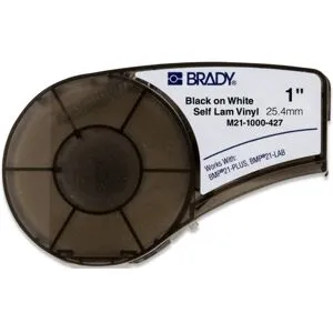Brady M210 Selv-lam. tape 25,4mm Sort pÃ¥ Hvit - 1850732