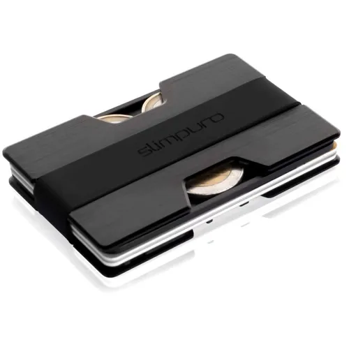 Slimpuro NANO Slim Wallet cartera extraplana 12 tarjetas compartimento para monedas aluminio