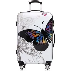 Deuba® Hartschalenkoffer Rollen 360º Reisekoffer Butterfly Polycarbonat 98L