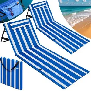 Detex® Strandmatte 2er-Set Blau/Weiß 158x56x46cm gepolstert