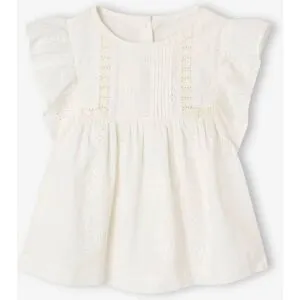 VERTBAUDET Blouse de cérémonie en broderie anglaise fille blanc