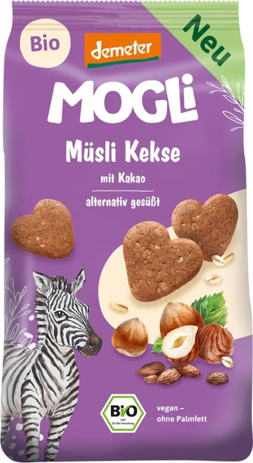 MOGLi bio kakaové müsli sušienky s certifikáciou Demeter