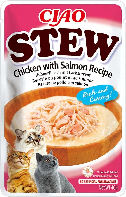 Inaba Cat Ciao Stew smetanové ragú pro kočky - kuře, losos, mušle 40 g