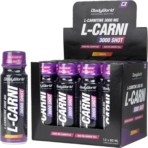 12x BodyWorld L-Carnitine 3000 Shot 80 ml exotic
