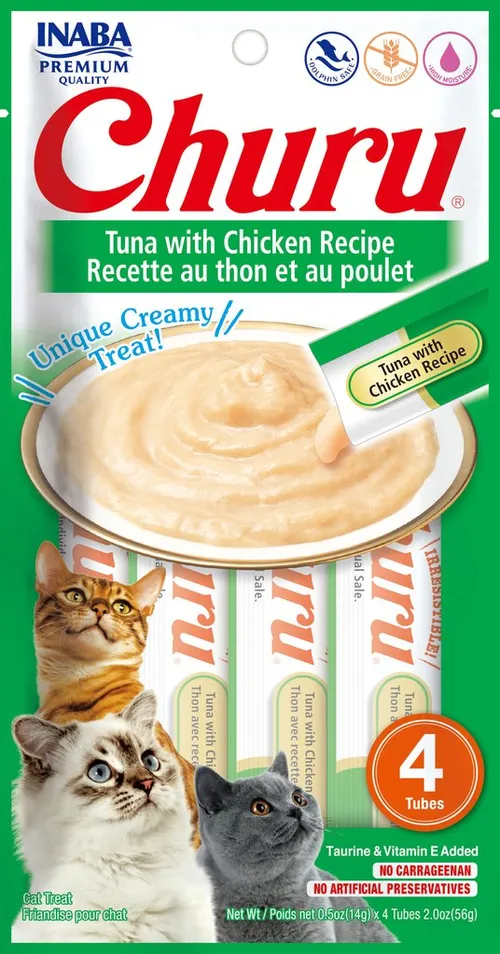 INABA Cat Churu Pyré - tuňák s kuřecím 4 x 14 g
