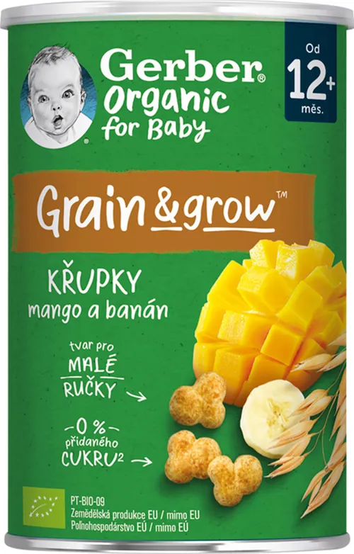 Gerber Organic CHRUMKY Kukurično-ovsené (s mangom a banánom (od ukonč. 12. mesiaca) 1x35 g)