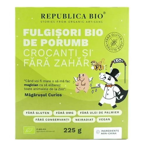 Fulgisori Bio de porumb crocanti fara zahar si fara gluten, 225g, Republica Bio
