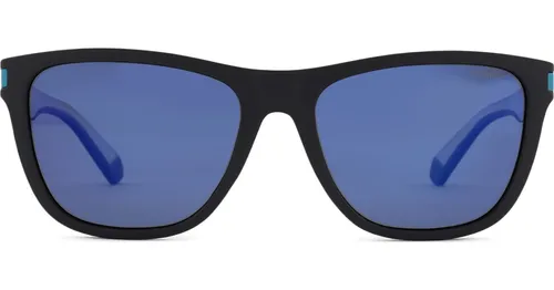 Polaroid PLD 2138/S 0VK 5X 56 - rectangulares gafas de sol, unisex, negro, polarizadas efecto espejo