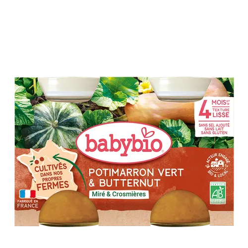 BABYBIO Zelená a maslová tekvica z našej vlastnej ekofarmy 2x130 g