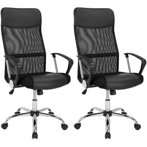 Casaria® Bürostuhl Deluxe 2er-Set Schwarz mit Netz