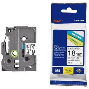 Brother Tze-241 18 Mm Noir/ Blanc