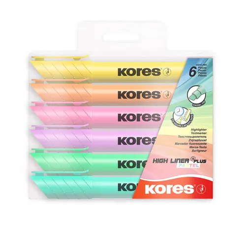 Kores Zvýrazňovač pastel sada 6 farieb