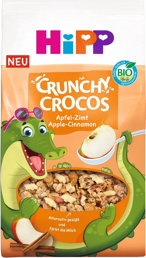 HiPP BIO chrumkavé Kroko müsli Jablko Škorica od 3 rokov