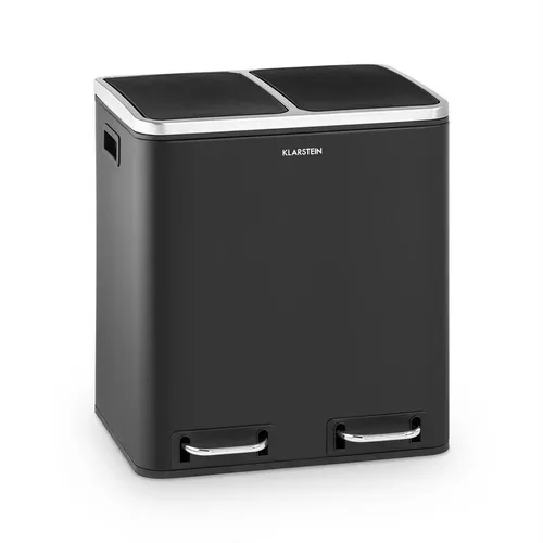 Klarstein Trash Gordon papelera con pedal 30L / 2x15L silenciosa acero inoxidable negro