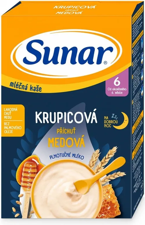 Sunar Ml.krupicová kaše Medová na dobrou noc 210 g