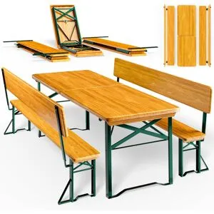 Casaria® Bierzeltgarnitur 3-tlg mit Rückenlehne 170x70x75cm