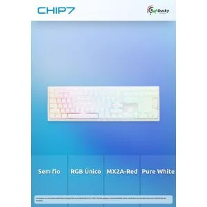 Teclado Mecânico Ducky Zero 6108 100% Pure White RGB Wireless MX2A-Red (PT)