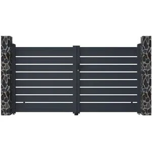 Vente-unique Portail battant aluminium ajouré L305 x H166 cm anthracite - PRIMO