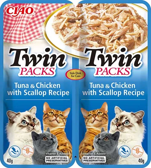 Inaba Cat Ciao Twin Packs želé krmivo pro kočky - tuňák, kuře, hřebenatky 2 x 40 g