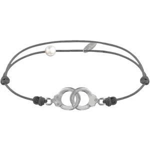 LES POULETTES BIJOUX - Bracelet Lien en Argent 925 Petites Menottes - Gris