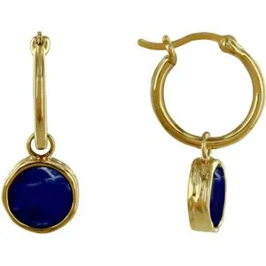 LES POULETTES BIJOUX - Boucles d'Oreilles Plaqué Or Mini Créoles Sodalite