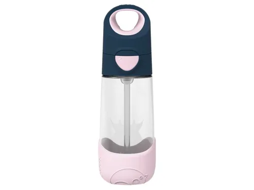 b.box Fľaša na pitie so slamkou 450 ml - indigo/ružová