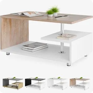 Casaria® Couchtisch Orlando Weiß/Eiche 95x55x50cm