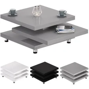 Casaria® Couchtisch New York Grau 72x72cm verstellbar