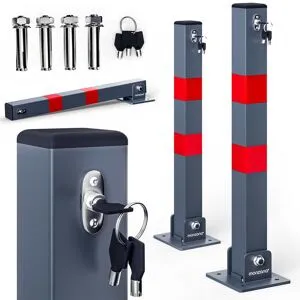 Deuba® Parkplatzsperre 2er-Set 5x5x65cm inkl Schlüssel