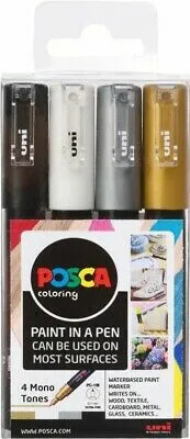 Sada akrylových fixů Uni Posca 0,7mm 4ks základní