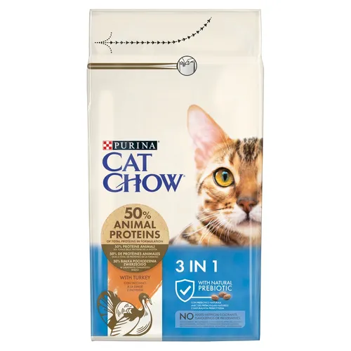 Cat Chow Adult 3in1 s krůtím 1,5 kg