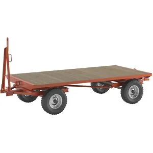 kaiserkraft Reboque, direção por travessa giratória dupla de 4 rodas, capacidade de carga 5 t, superfície de carga 3,0 x 1,5 m, pneumáticos