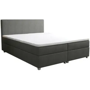 Vente-unique Ensemble complet boxspring tête de lit + sommier + matelas + surmatelas - 180 x 200 cm - Tissu - Anthracite - ONAN de YSMÉE