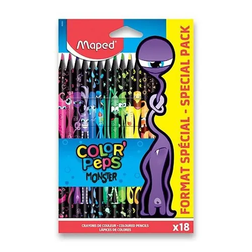 Maped Bezdrevné pastelky Color'Peps Monster, 18 ks