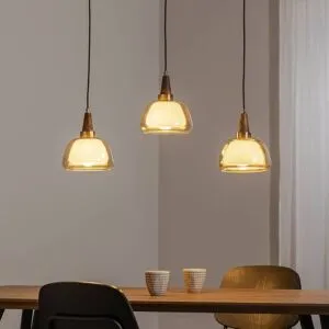 Glas pendellampa Ermo Lucea, dimbar, Vardagsrum / matsal, Metall, Pendellampa