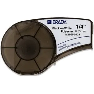 Brady M210 Polyester tape 6,35mm Sort pÃ¥ Hvit - 1850726