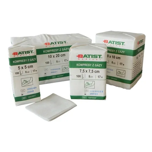 Gáza Hydrofilní Kompresy Nesterilní 10x10cm,8 vrstev,17 nití,100%ba,100ks