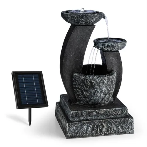 Blumfeldt Fantaghiro Fuente ornamental Fuente de jardín 3W Solar LED Poliresina Efecto piedra