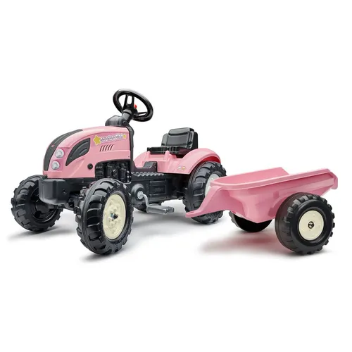 FALK Šliapací traktor s prívesom Country Star ružový