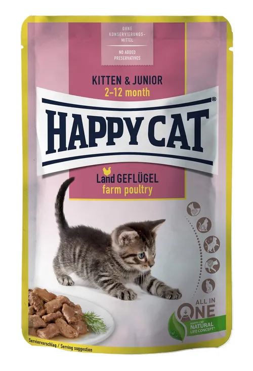Happy Cat Kitten & Junior Land Geflügel kapsičky - Drůbeží 6 x 85 g