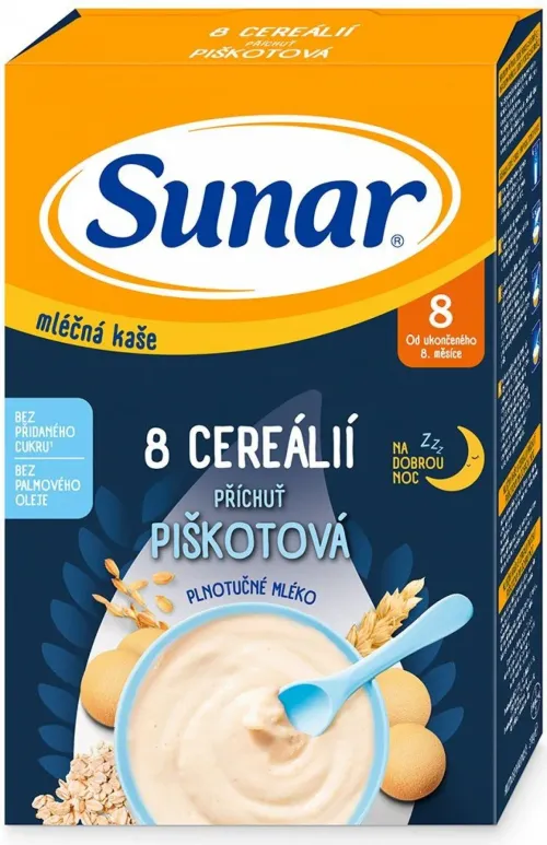 Sunar Mléčná kaše 8 cereálií piškotová 210 g